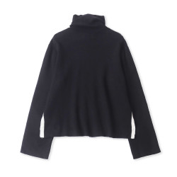 高領拼色毛衣  冬季新款女裝時尚寬松軟糯高領套頭長袖開叉33003