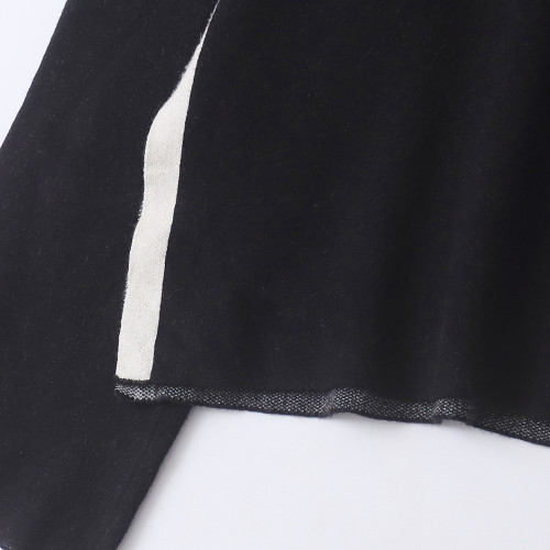 高領拼色毛衣  冬季新款女裝時尚寬松軟糯高領套頭長袖開叉33003