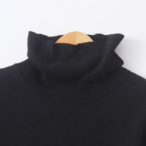 高領拼色毛衣  冬季新款女裝時尚寬松軟糯高領套頭長袖開叉33003