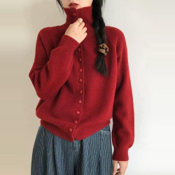 大碼胖mm毛衣女款2025新款冬季慵懶高級感高領外套加厚軟糯糯外穿