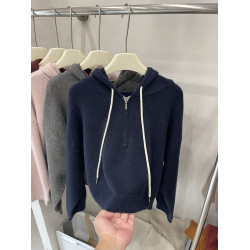 半拉鍊連帽毛衣女秋冬2025新款韓版高級感顯瘦羊毛針織衫長袖上衣