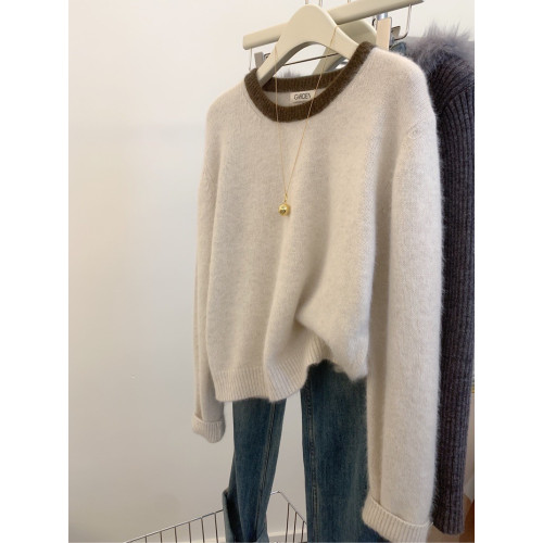 馬海毛短款套頭圓領毛衣女秋冬秋季慵懶風軟糯內搭打底針織衫上衣 馬海毛短款套頭圓領毛衣女秋冬秋季慵懶風軟糯內搭打底針織衫上衣