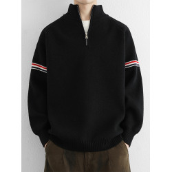 半高領拉鍊毛衣男款秋冬2025新款潮流中領針織衫男士立領寬松線衣