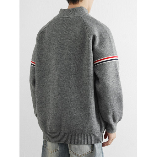 半高領拉鍊毛衣男款秋冬2025新款潮流中領針織衫男士立領寬松線衣