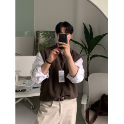 SSUMENAM「老錢風 Polo領」針織背心男秋季韓系設計感毛衣馬甲