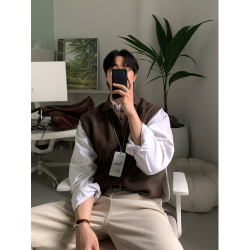 SSUMENAM「老錢風 Polo領」針織背心男秋季韓系設計感毛衣馬甲