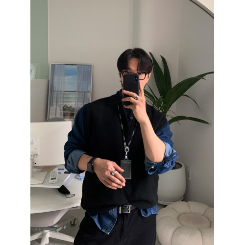 SSUMENAM「老錢風 Polo領」針織背心男秋季韓系設計感毛衣馬甲