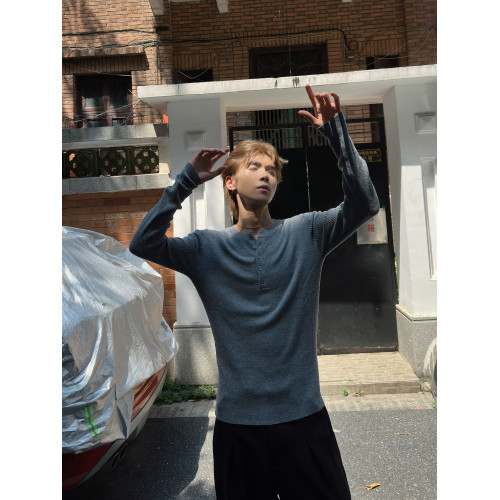 FUTUREBOY/原創英倫復古紐釦針織衫毛衣男女微寬鬆打底衫上衣秋冬