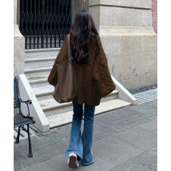 大碼胖MM美式復古咖色美拉德穿搭毛衣女秋冬慵懶軟糯V領麻花上衣