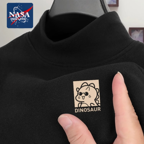 NASA雙面德絨打底衫男加絨超厚青少年冬季半高領保暖內搭長袖T恤