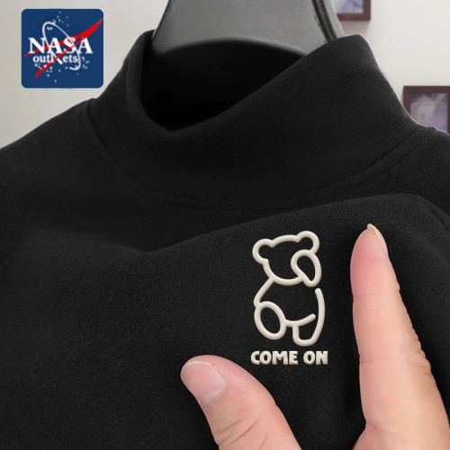 NASA雙面德絨打底衫男加絨超厚青少年冬季半高領保暖內搭長袖T恤
