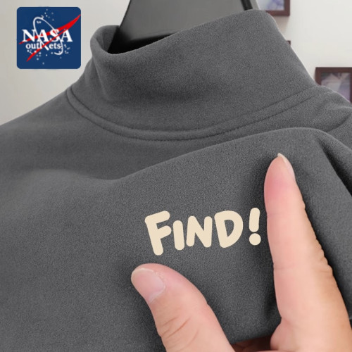 NASA雙面德絨打底衫男加絨超厚青少年冬季半高領保暖內搭長袖T恤