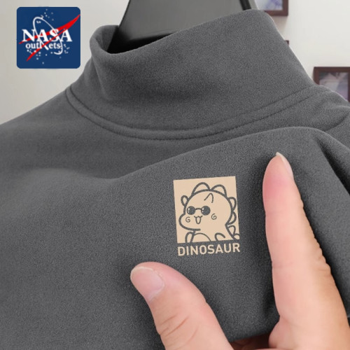 NASA雙面德絨打底衫男加絨超厚青少年冬季半高領保暖內搭長袖T恤