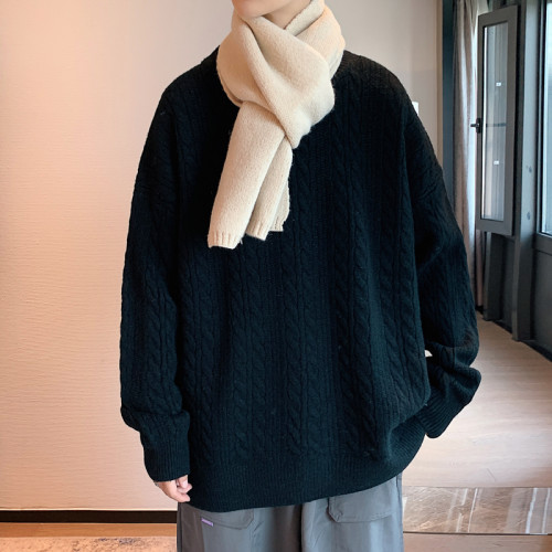 麻花毛衣男款圓領寬松ins潮牌秋冬季復古線衣港風潮流休閒針織衫 麻花毛衣男款圓領寬松ins潮牌秋冬季復古線衣港風潮流休閒針織衫