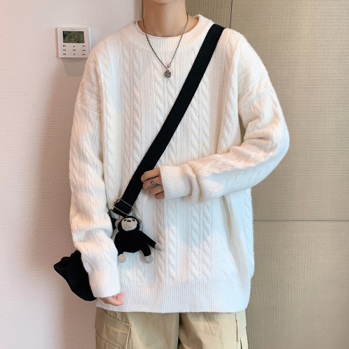 麻花毛衣男款圓領寬松ins潮牌秋冬季復古線衣港風潮流休閒針織衫 麻花毛衣男款圓領寬松ins潮牌秋冬季復古線衣港風潮流休閒針織衫