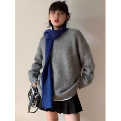 美式oversize灰色高級慵懶風毛衣女小衆設計感秋冬加厚針織衫外套