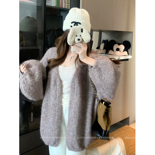 大碼胖mm2025秋季新款時尚慵懶風針織長袖毛衣外套寬松顯瘦上衣女 大碼胖mm2025秋季新款時尚慵懶風針織長袖毛衣外套寬松顯瘦上衣女