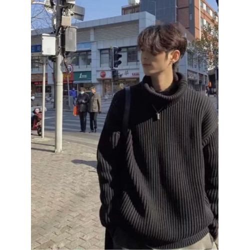 黑色高領毛衣男秋冬季日系慵懶寬松加厚內搭打底針織衫痞帥高級感 黑色高領毛衣男秋冬季日系慵懶寬松加厚內搭打底針織衫痞帥高級感