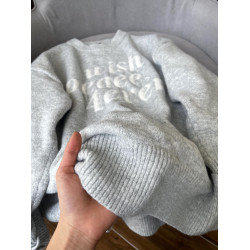 美式復古字母提花灰色毛衣女秋冬寬松外穿慵懶風圓領軟糯針織上衣