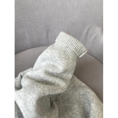 美式復古字母提花灰色毛衣女秋冬寬松外穿慵懶風圓領軟糯針織上衣