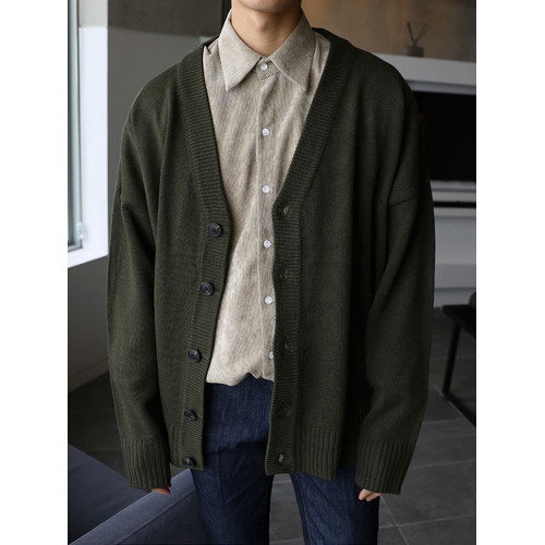 MRCYC老錢風針織衫男寬松大毛衣V領單排釦純色針織毛衣開衫外套男 MRCYC老錢風針織衫男寬松大毛衣V領單排釦純色針織毛衣開衫外套男