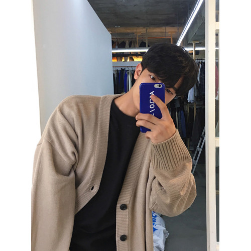 MRCYC老錢風針織衫男寬松大毛衣V領單排釦純色針織毛衣開衫外套男 MRCYC老錢風針織衫男寬松大毛衣V領單排釦純色針織毛衣開衫外套男