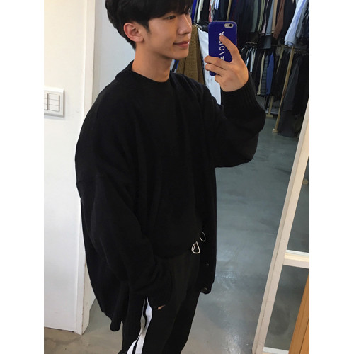 MRCYC老錢風針織衫男寬松大毛衣V領單排釦純色針織毛衣開衫外套男 MRCYC老錢風針織衫男寬松大毛衣V領單排釦純色針織毛衣開衫外套男