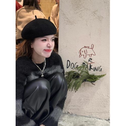 韓系氛圍感氣質慵懶風條紋圓領套頭毛衣女秋冬寬松休閒設計感上衣