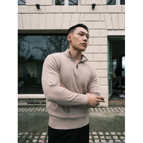 GTAL美式元年半拉鍊立領毛衣套頭半高領紅邊休閒男士長袖針織衫 GTAL美式元年半拉鍊立領毛衣套頭半高領紅邊休閒男士長袖針織衫