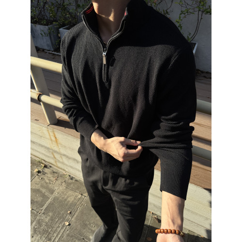 GTAL美式元年半拉鍊立領毛衣套頭半高領紅邊休閒男士長袖針織衫 GTAL美式元年半拉鍊立領毛衣套頭半高領紅邊休閒男士長袖針織衫