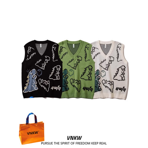 bf學院風提花針織衫背心套頭男潮牌寬松休閒百搭寬松情侶毛衣馬甲 bf學院風提花針織衫背心套頭男潮牌寬松休閒百搭寬松情侶毛衣馬甲