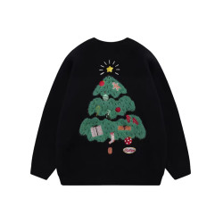 秋冬小衆chic日系oversize聖誕紅色毛衣男女寬松高級感情侶針織衫