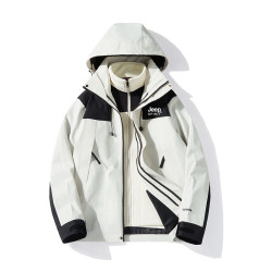 JEEP沖鋒衣男女2025新款春秋三合一可拆卸防風登山服冬季加厚外套