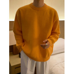 MRCYC馬海毛圓領毛衣男士秋冬季韓系寬松純色針織衫保暖線衣外套