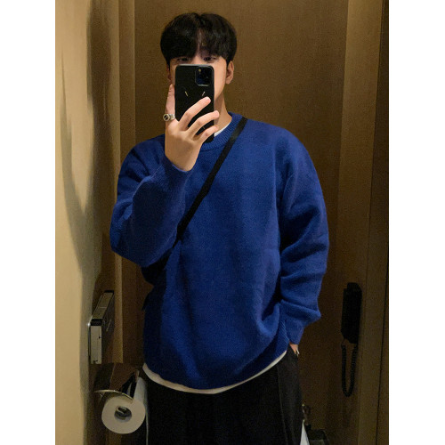 MRCYC馬海毛圓領毛衣男士秋冬季韓系寬松純色針織衫保暖線衣外套 MRCYC馬海毛圓領毛衣男士秋冬季韓系寬松純色針織衫保暖線衣外套