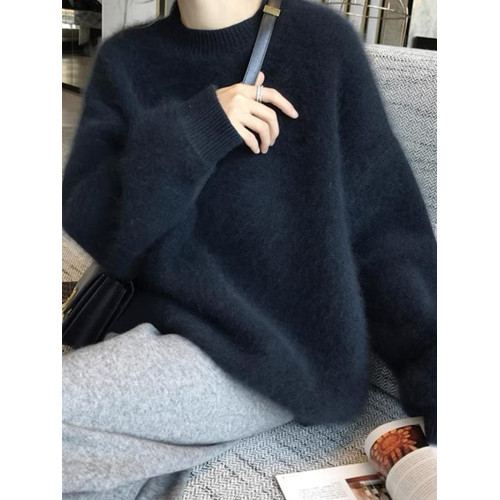 2025秋冬仿水貂絨軟糯馬海毛紅色毛衣女內搭寬松慵懶風外穿上衣厚 2025秋冬仿水貂絨軟糯馬海毛紅色毛衣女內搭寬松慵懶風外穿上衣厚