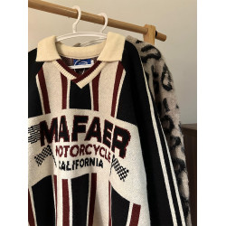 MASDYIREN 秋冬美式復古寬松高街撞色美拉德學院風針織衫毛衣男潮