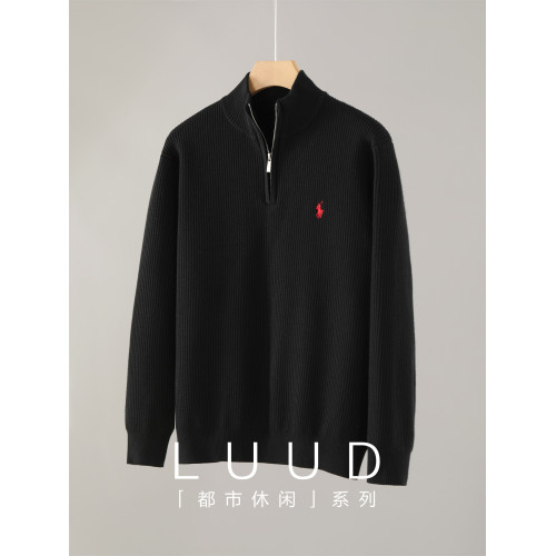 LUUD 萊賽爾天絲暖絨拉鍊半開襟高領針織衫男秋冬季騎士刺綉毛衣 LUUD 萊賽爾天絲暖絨拉鍊半開襟高領針織衫男秋冬季騎士刺綉毛衣