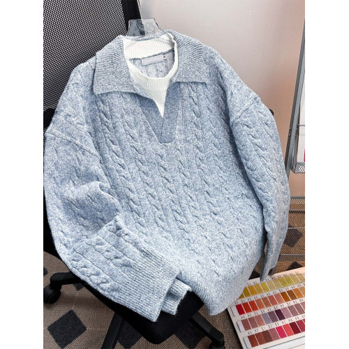 秋冬假兩件翻領毛衣男套頭保暖復古休閒潮牌青少年提花寬松針織衫 秋冬假兩件翻領毛衣男套頭保暖復古休閒潮牌青少年提花寬松針織衫