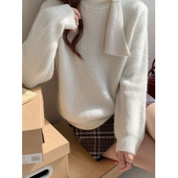 紫色圓領套頭毛衣女秋冬冬季2025新款慵懶軟糯打底針織衫上衣