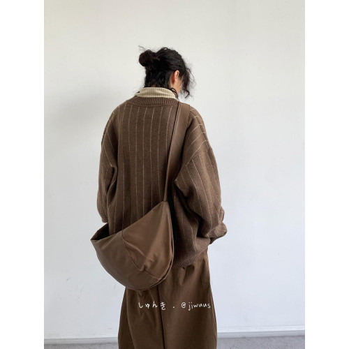 秋冬日系復古中性美拉德條紋開衫毛衣男女生學院風V領針織外套潮 秋冬日系復古中性美拉德條紋開衫毛衣男女生學院風V領針織外套潮