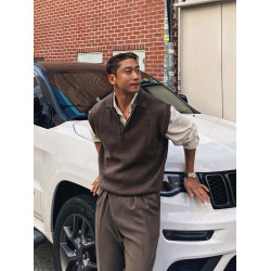 人夫感黑色毛衣背心男春秋復古輕熟風毛線衣輕奢商務休閒針織馬甲