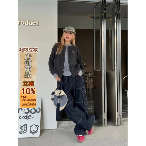 川川也美式原創秋季新款假兩件針織圓領毛衣女街頭復古慵懶風上衣 川川也美式原創秋季新款假兩件針織圓領毛衣女街頭復古慵懶風上衣