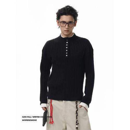 ACRARDIC美式通勤條紋亨利領毛衣男cleanfit假兩件修身顯瘦針織衫 ACRARDIC美式通勤條紋亨利領毛衣男cleanfit假兩件修身顯瘦針織衫