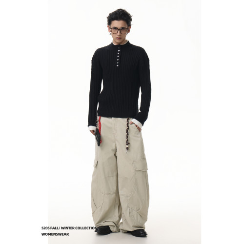 ACRARDIC美式通勤條紋亨利領毛衣男cleanfit假兩件修身顯瘦針織衫 ACRARDIC美式通勤條紋亨利領毛衣男cleanfit假兩件修身顯瘦針織衫