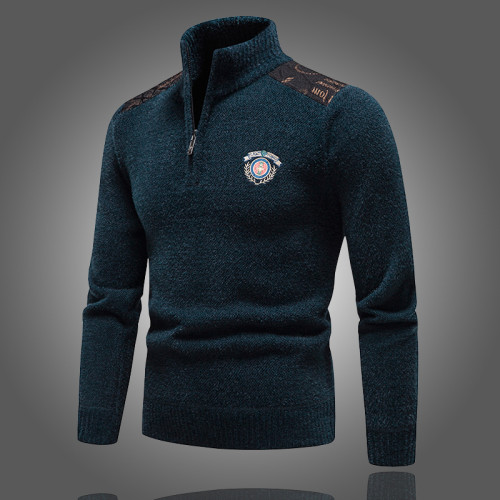 秋冬加絨加厚半高領拉鍊套頭毛衣男潮流休閒針織打底衫帥氣毛線衣 秋冬加絨加厚半高領拉鍊套頭毛衣男潮流休閒針織打底衫帥氣毛線衣