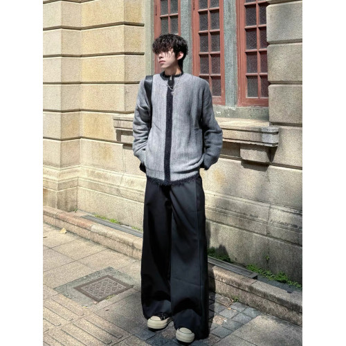 美式復古拼色拉鍊開衫毛衣男女秋冬慵懶風顯瘦寬松針織衫外套上衣 美式復古拼色拉鍊開衫毛衣男女秋冬慵懶風顯瘦寬松針織衫外套上衣