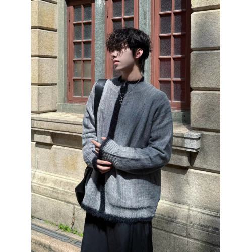 美式復古拼色拉鍊開衫毛衣男女秋冬慵懶風顯瘦寬松針織衫外套上衣 美式復古拼色拉鍊開衫毛衣男女秋冬慵懶風顯瘦寬松針織衫外套上衣