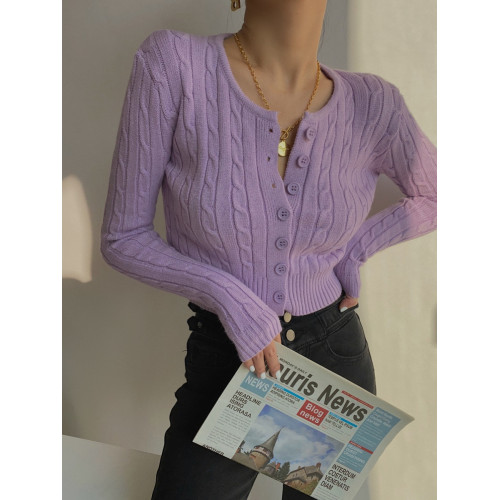 歐美復古高腰短款長袖毛衣小開衫性感露臍針織上衣女顯瘦顯比例 歐美復古高腰短款長袖毛衣小開衫性感露臍針織上衣女顯瘦顯比例