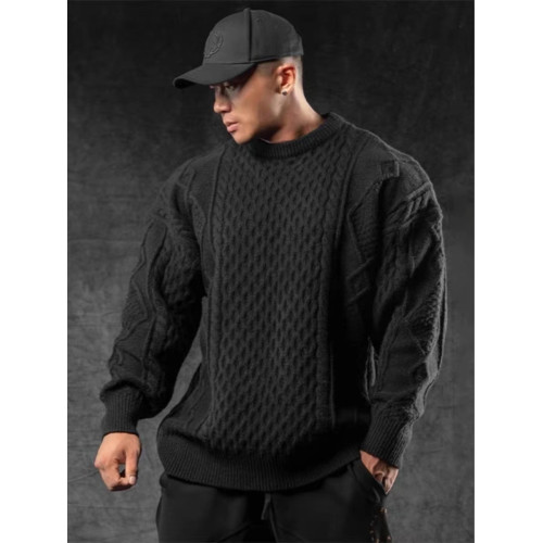 秋冬季特大碼麻花寬松針織衫男裝胖子圓領毛衣寬松加肥加大上衣 秋冬季特大碼麻花寬松針織衫男裝胖子圓領毛衣寬松加肥加大上衣